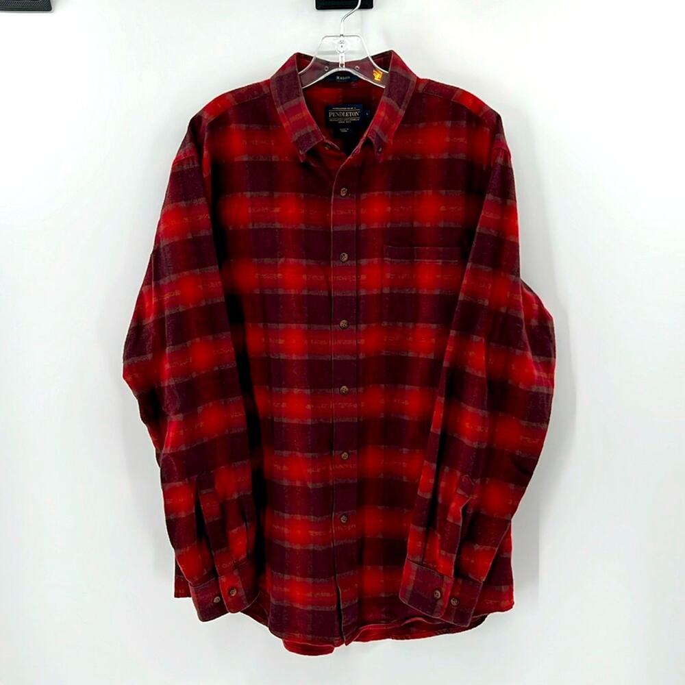 Pendleton Mason Flannel Long Sleeve Button Down - Red Plaid - Large